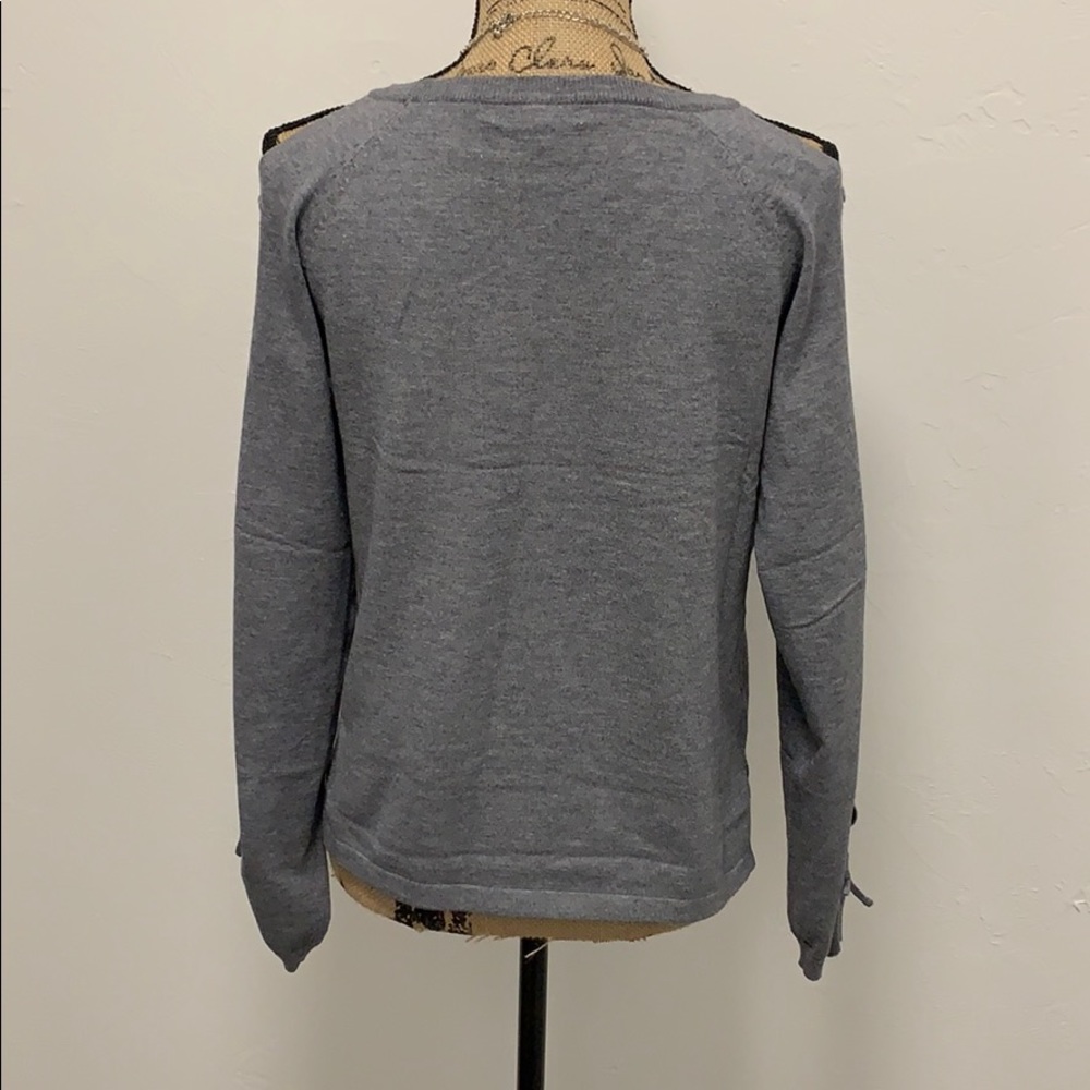 Lace-Up Sleeve Love Patch Sweater - Picture 6 of 8